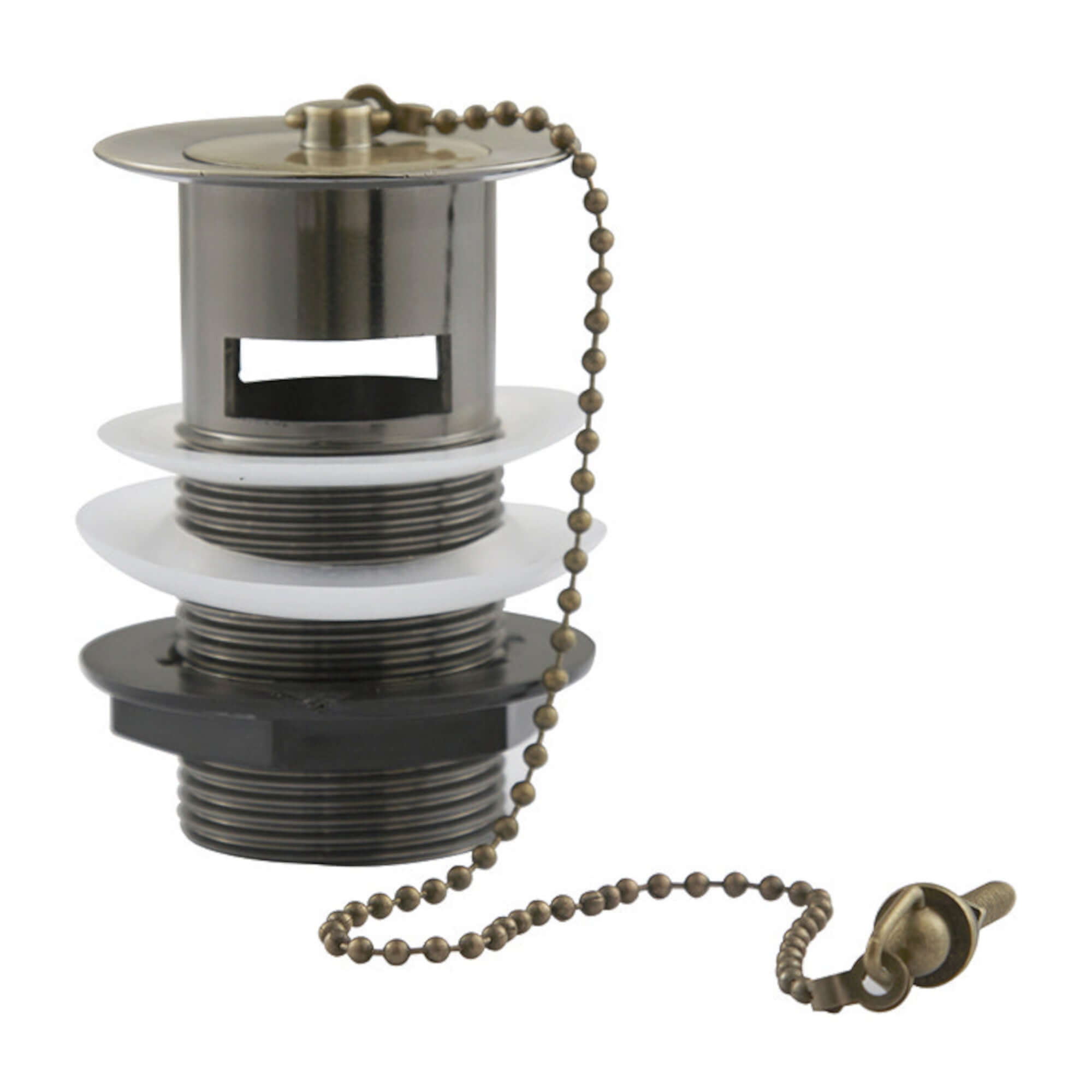Buy Traditional slotted basin waste with plug and ball chain - antique brass Online UK | HOUSE OF ENKI